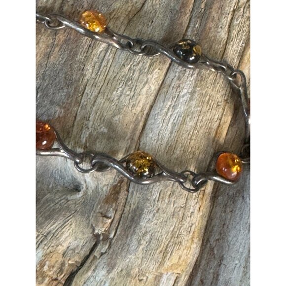 Vintage Baltic Amber And Sterling Silver 925  Bracelet 8" - Picture 6 of 7